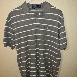 Grey/white Striped Mesh Polo Ralph Lauren - Mens Large